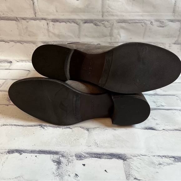 J. Crew Ryder grey suede mid calf pull on buckle boot size 7.5 - Picture 13 of 13